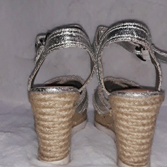 **SOLD** Silver Metallic Espadrille Sandals - Picture 2 of 9